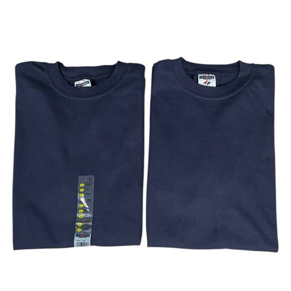 Vintage 90's JERZEES T-Shirts Solid Navy Blue Size Large NWT 100% Cotton 2 Pack - Picture 1 of 7